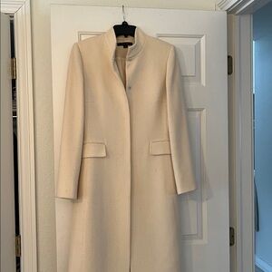 ANTONIO MELANI Ivory Long Stand-Collar Coat